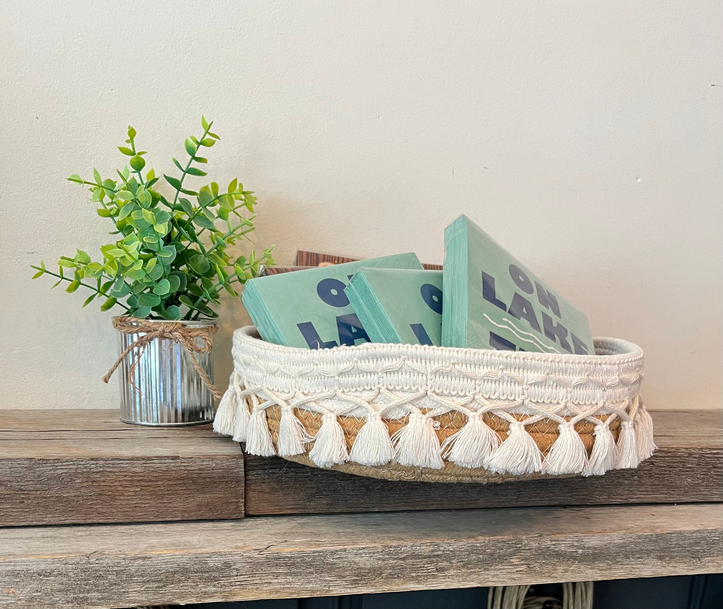 Weaved Basket with Tassels