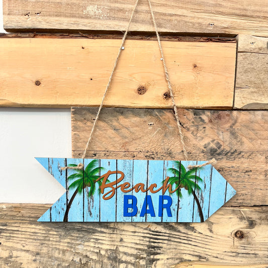 “Beach Bar” Hanging Wooden Sign