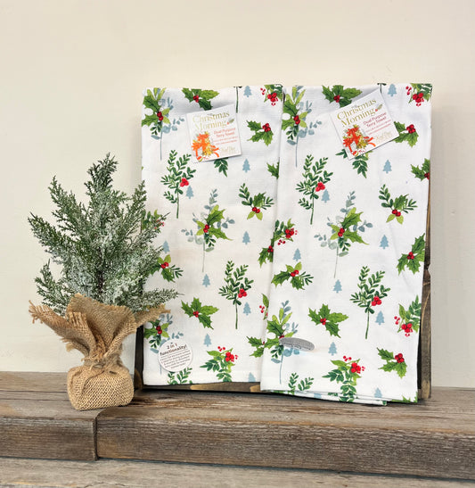 “Holly Toss” Christmas Tea Towel