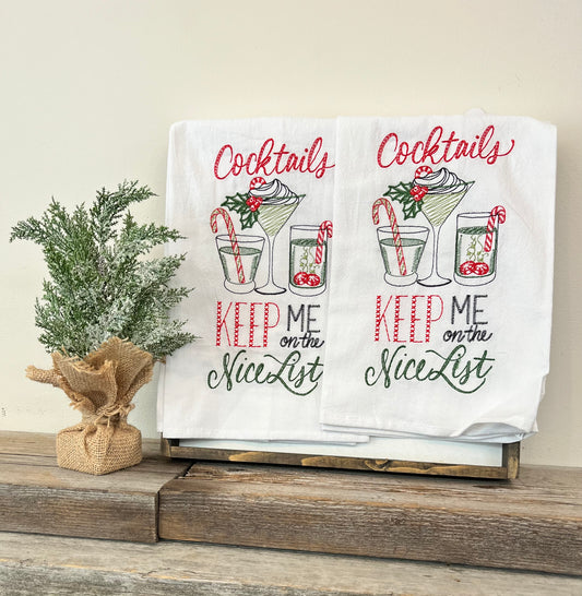 “Cocktails Keep” Christmas Tea Towel