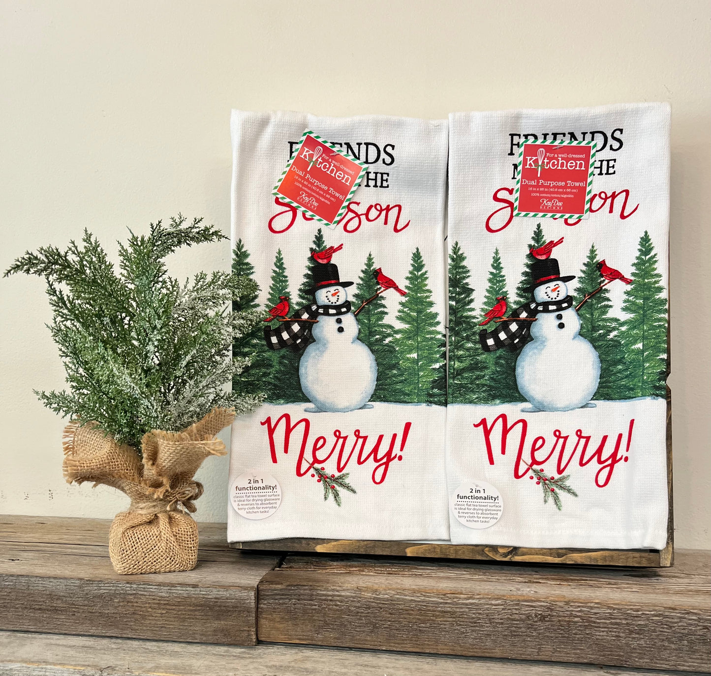 “Friends make the Season Merry” Christmas Tea Towel