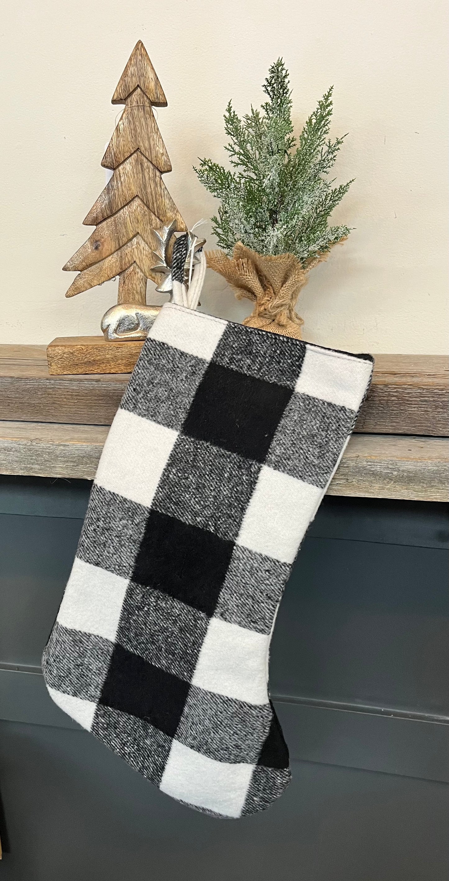 Christmas Stocking Black/White Checkered