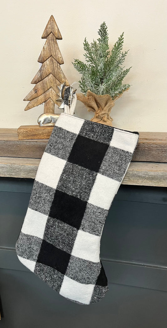 Christmas Stocking Black/White Checkered