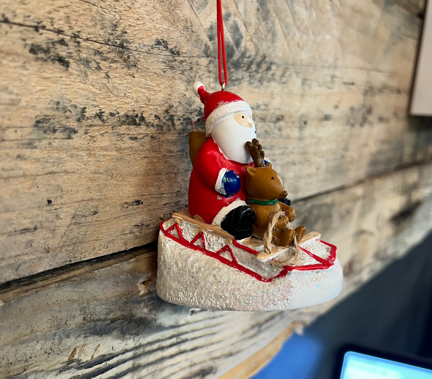 “Santa & Reindeer” Sleigh Christmas Ornament