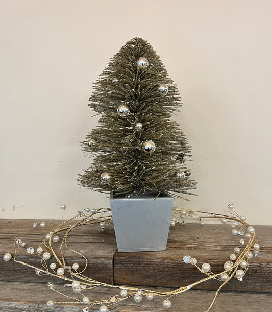 Bottle Brush Tree in Vase (Gold)