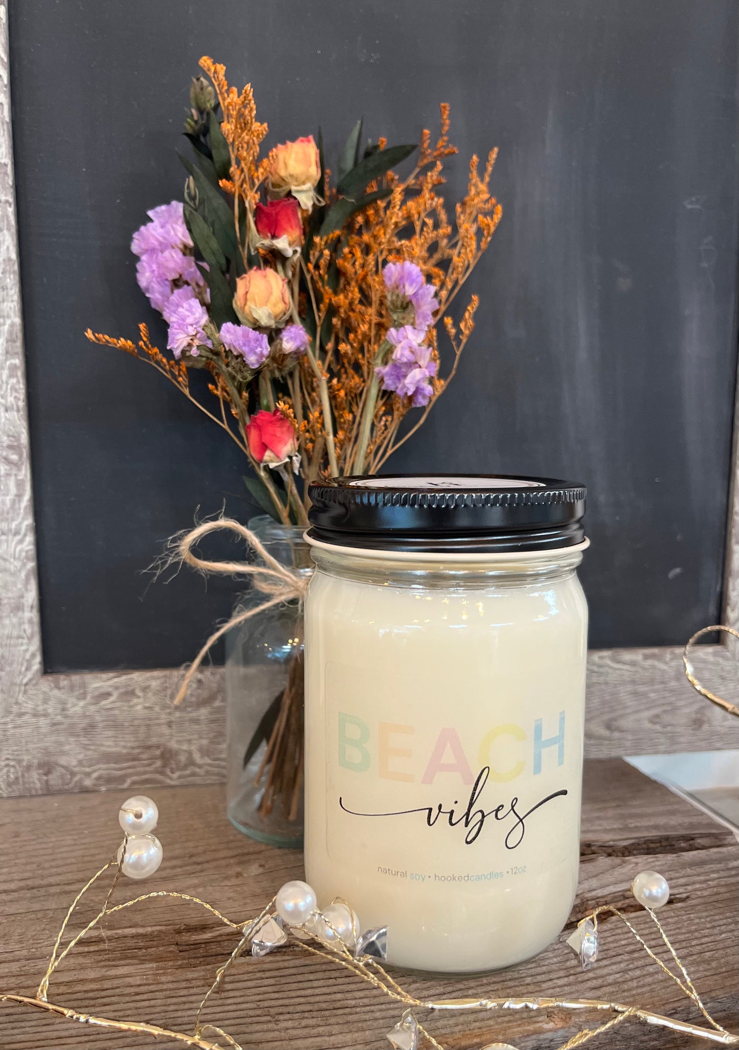"Beach Vibes" Hooked Candle