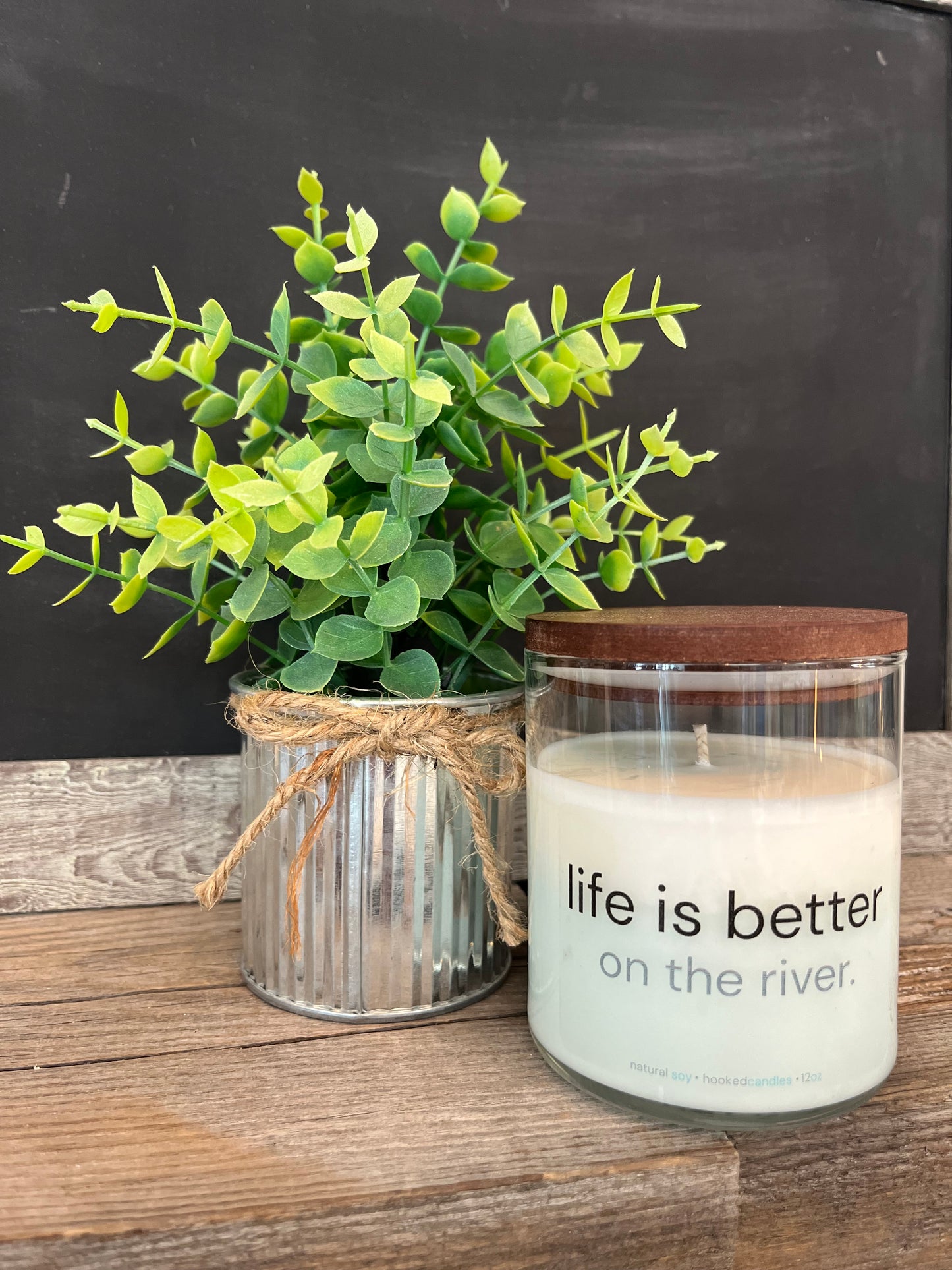 “Life is better on the river” Candle