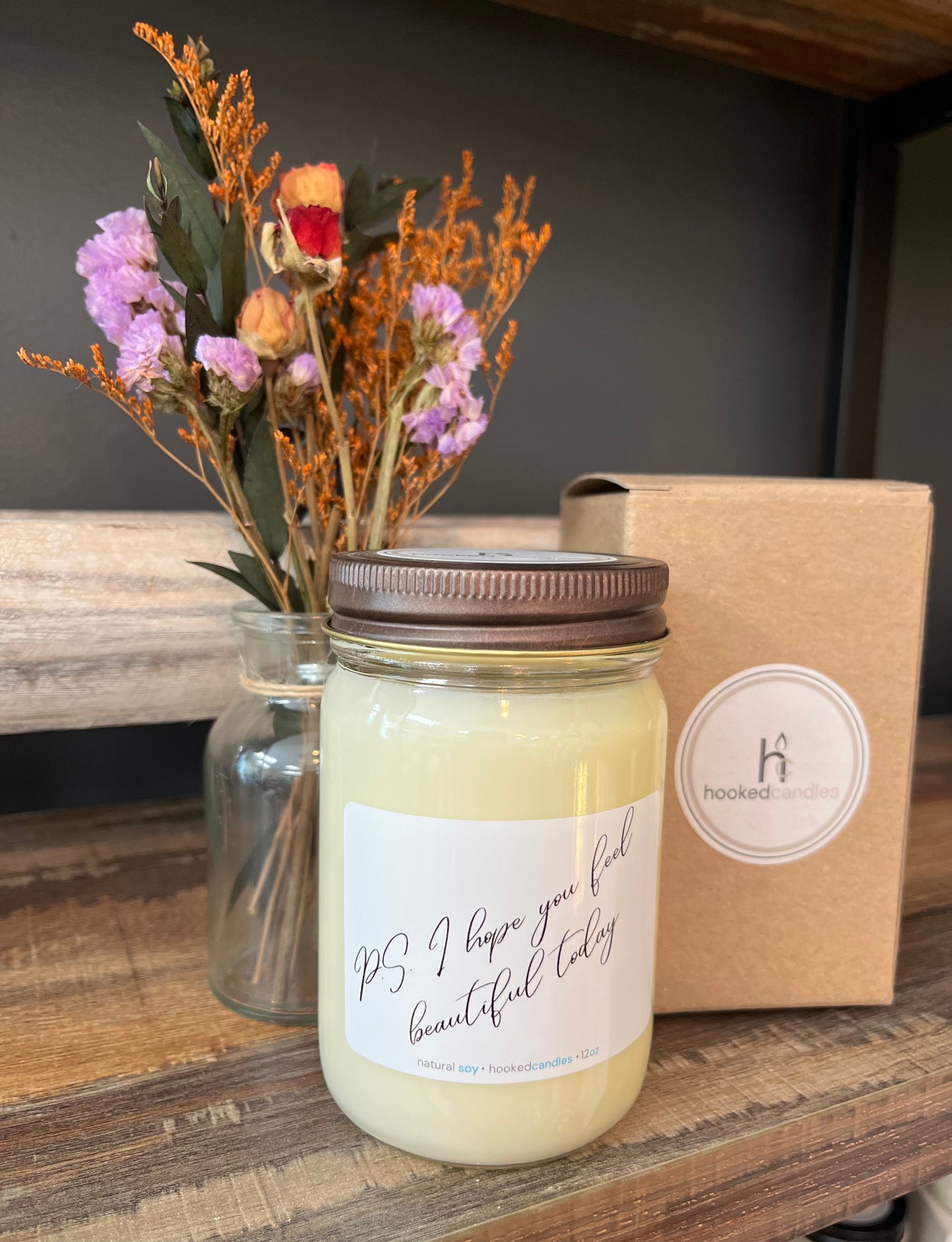 “PS I hope you feel” Mason Jar Message Candle