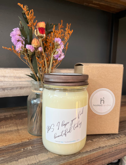 “PS I hope you feel” Mason Jar Message Candle
