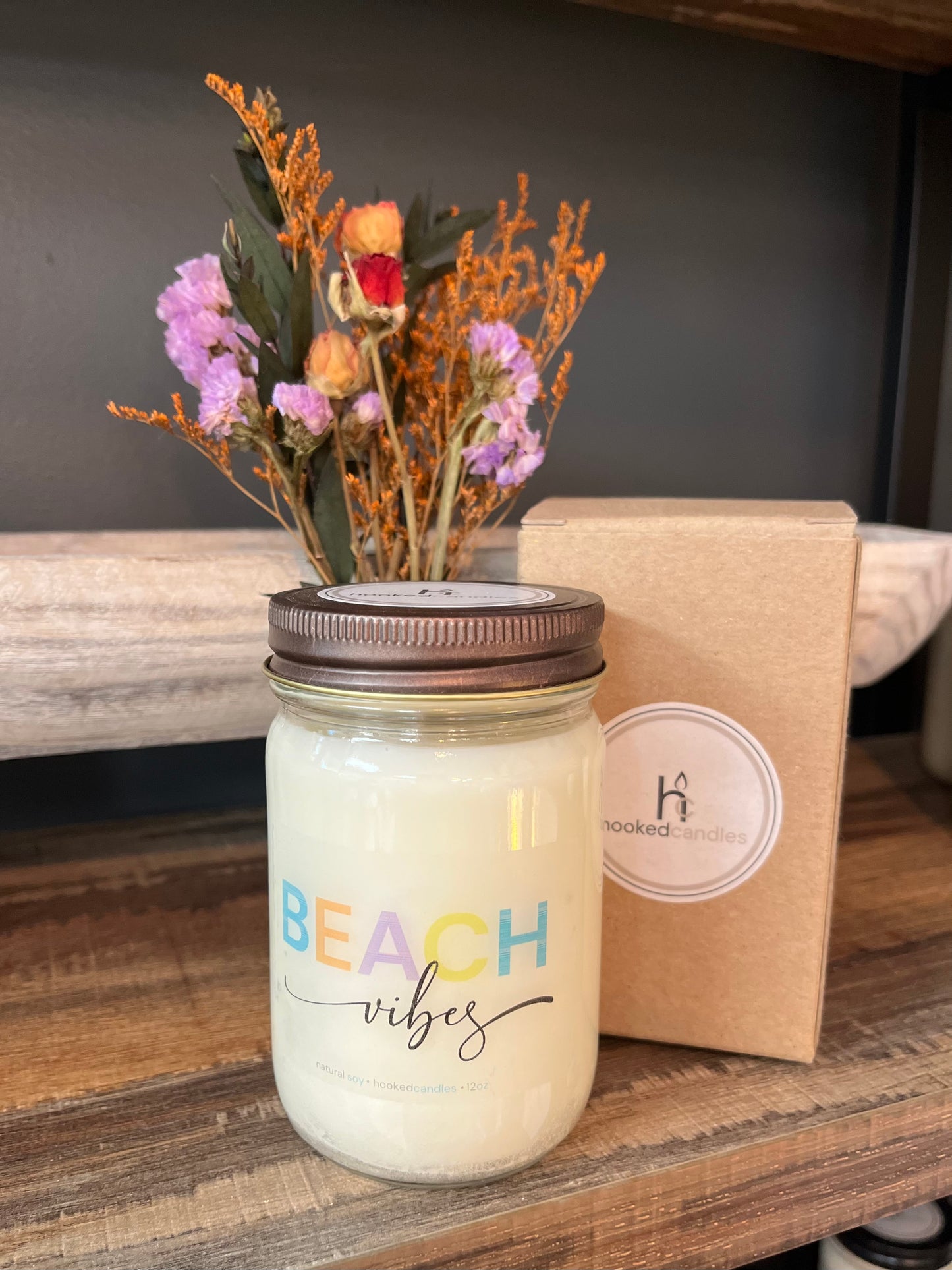 “Beach Vibes” Mason Jar Message Candle