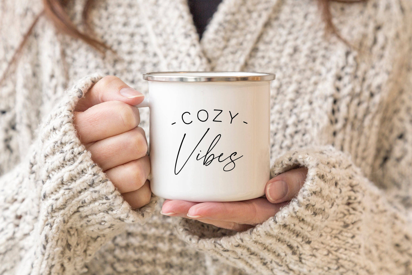 “Cozy Vibes” Enamel Mug