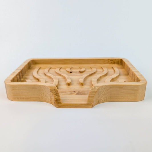 Bamboo Soap Dish with Wavy Drainage – Eco-Friendly