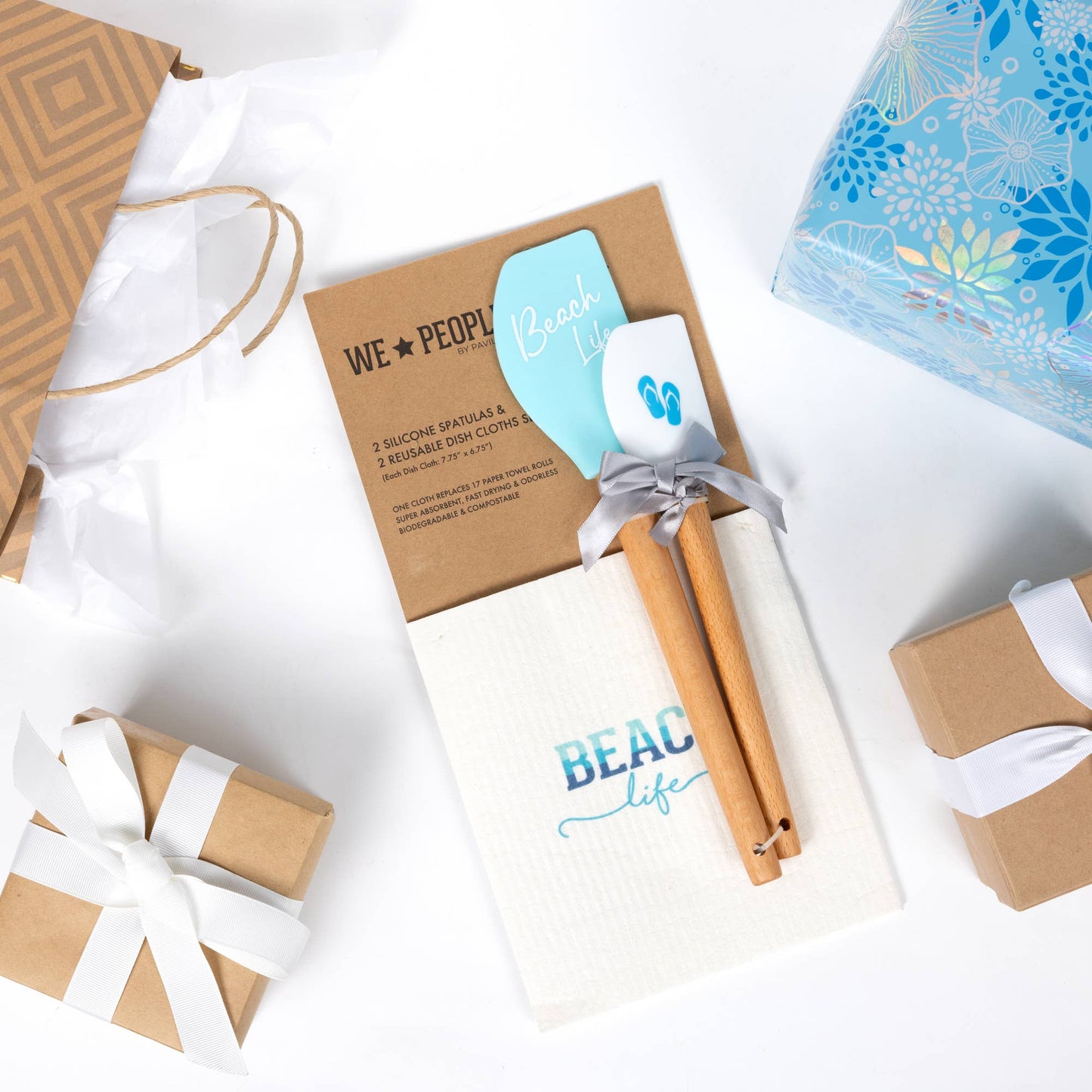 “Beach Life”Spatula and Reusable Dish Cloth Set