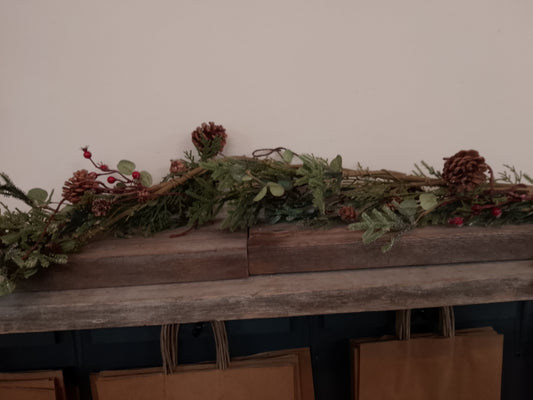 Green Garland with Pine Cones