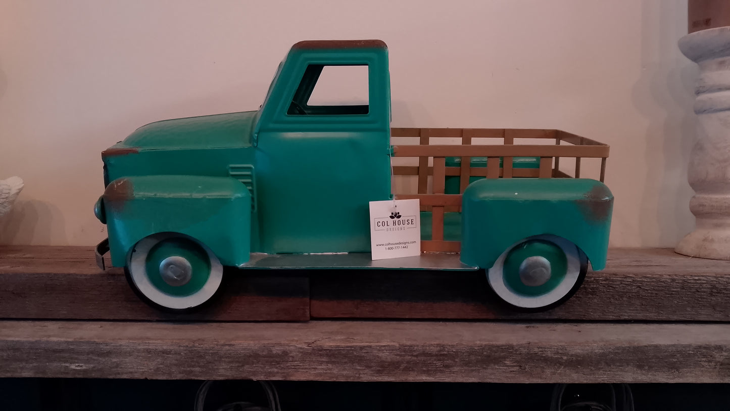 Large green metal truck