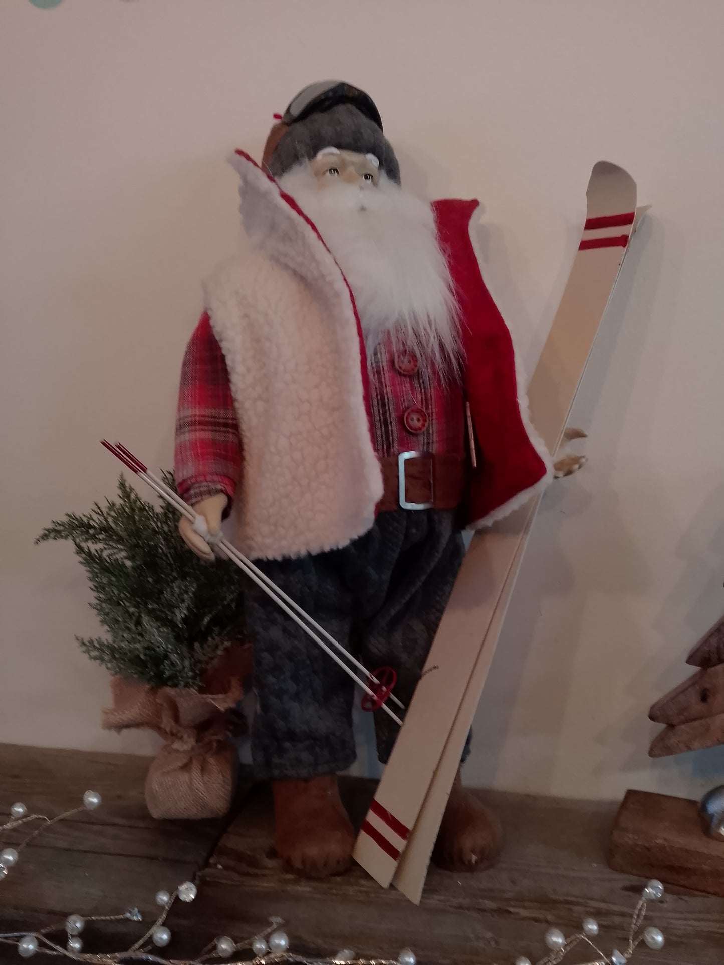 “Santa” Skier Figurine