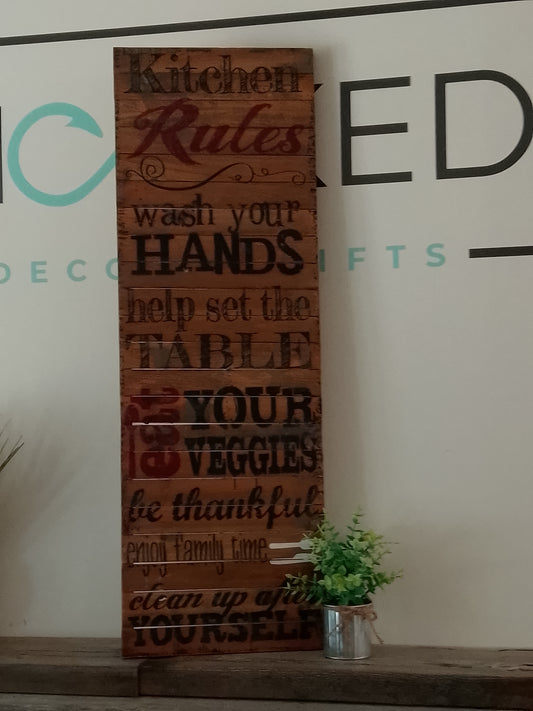 Kitchen rules Large wood sign