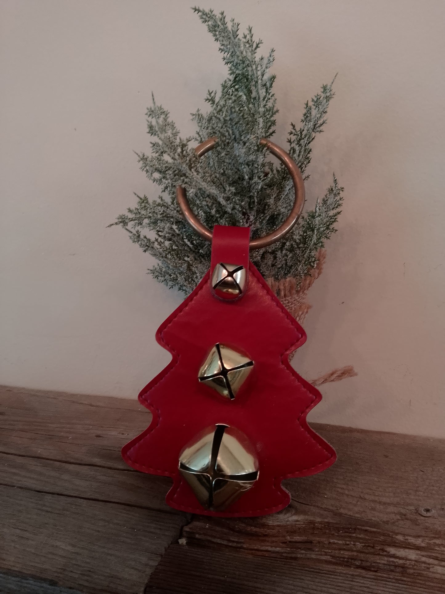 Red leather tree with bells