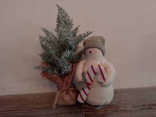 Snowman with Candy Cane (Felt)