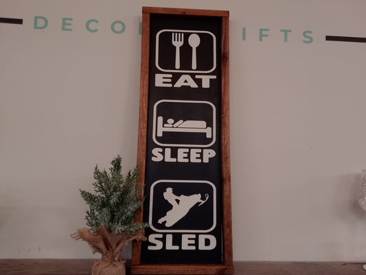 "Eat Sleep Sled" Block Sign