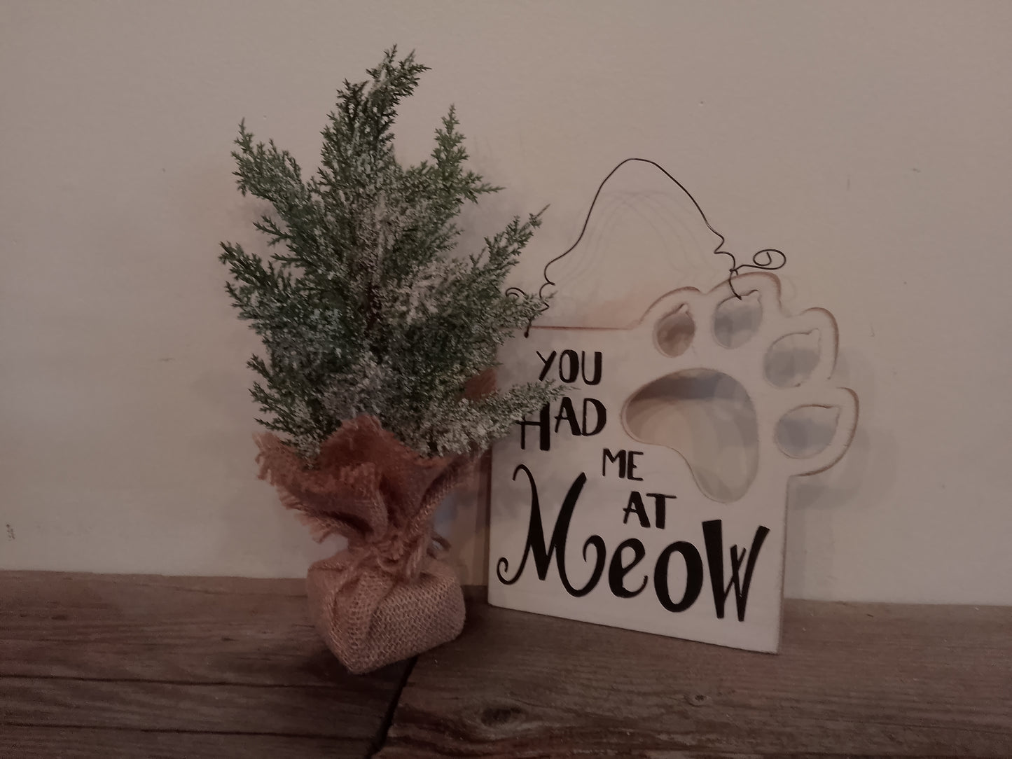 "You had me at Meow" Hanging Wooden Sign
