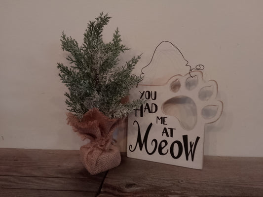 "You had me at Meow" Hanging Wooden Sign