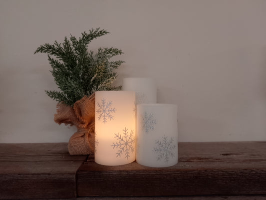LED Snowflake Candles-Set of 3