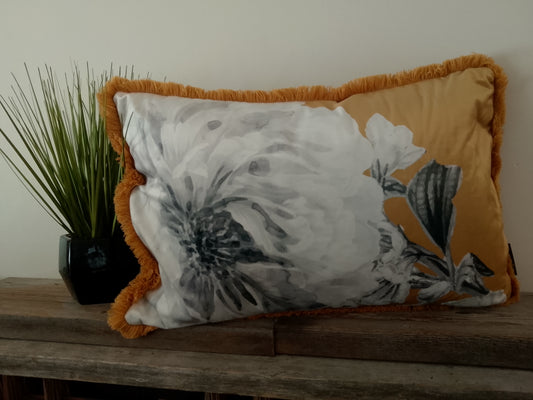 Plush Pillow Yellow/Grey