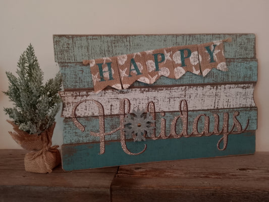 "Happy Holidays" Wooden Sign