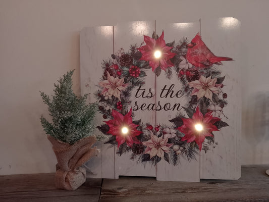 "Tis the Season" Light Up Wooden Sign