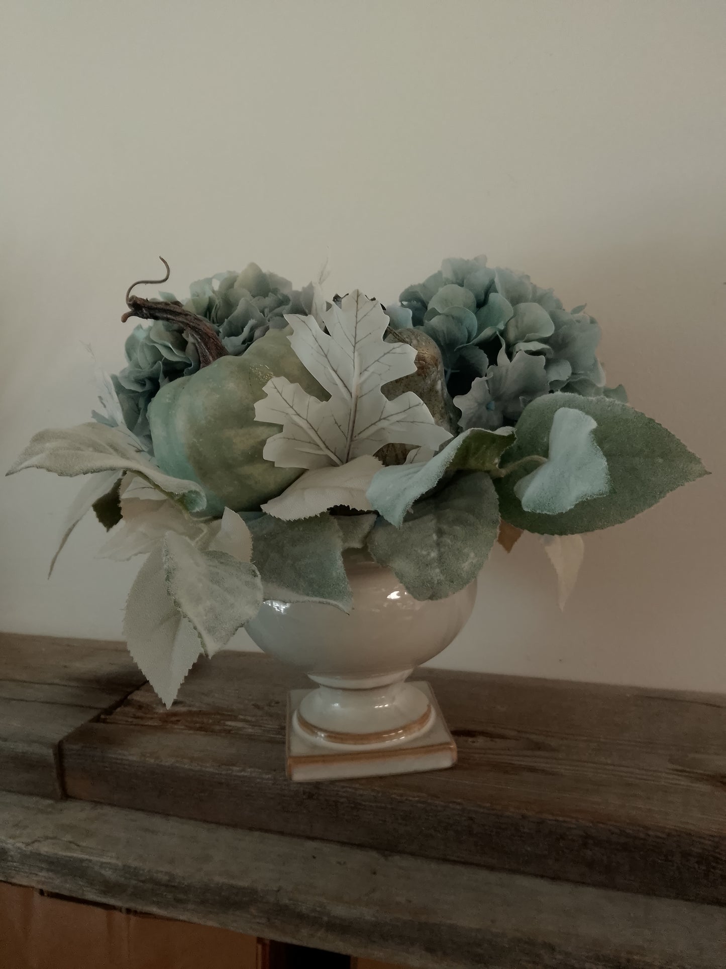 Pumpkin Flower Arrangement in Ceramic Vase