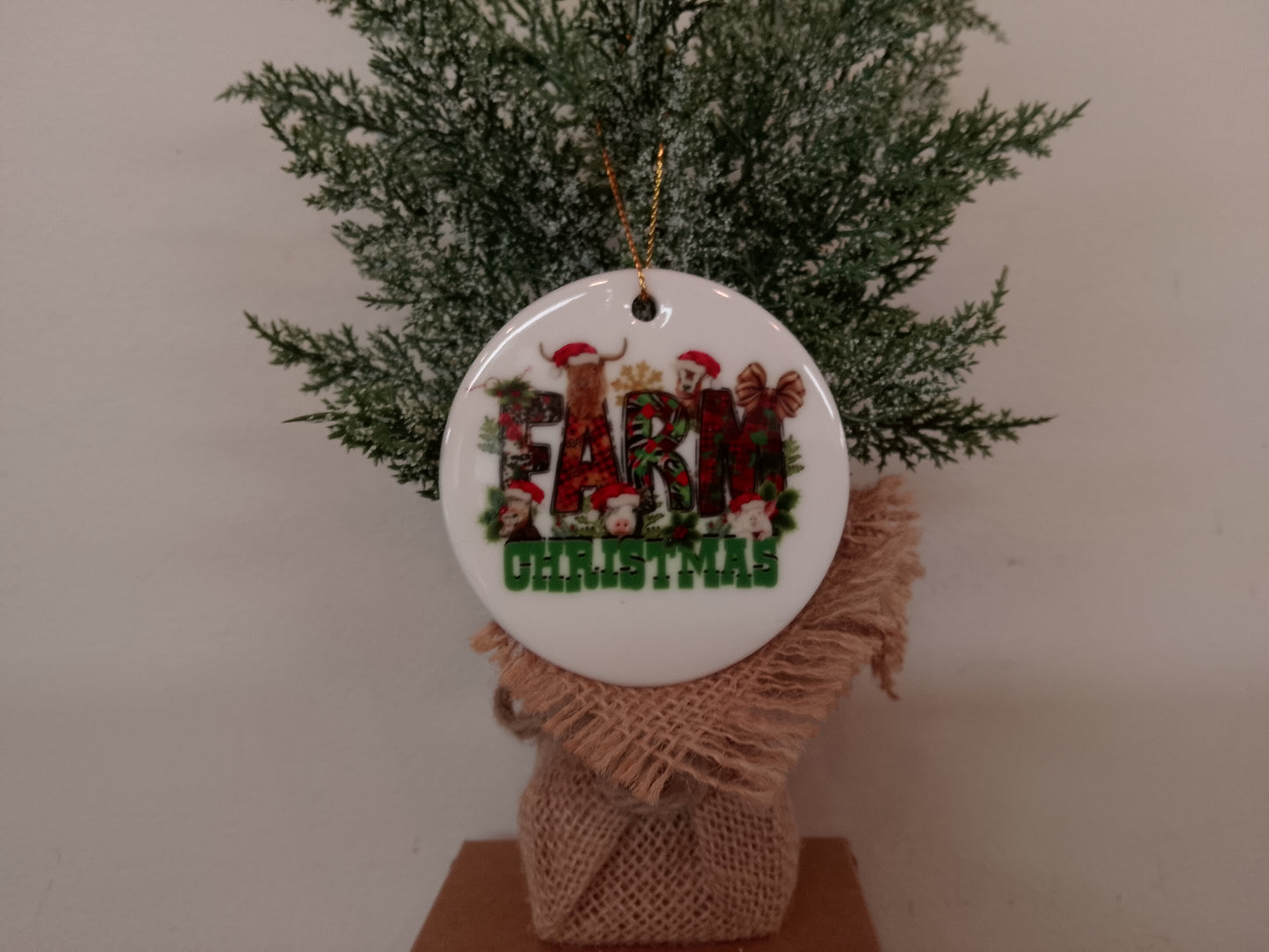 "Farm Christmas" Ceramic Christmas Ornament