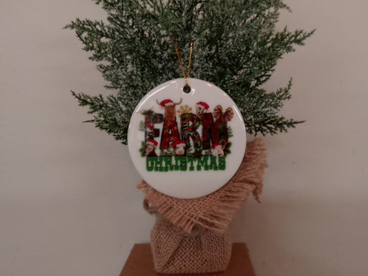 "Farm Christmas" Ceramic Christmas Ornament