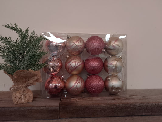 Rose/Gold Christmas Balls