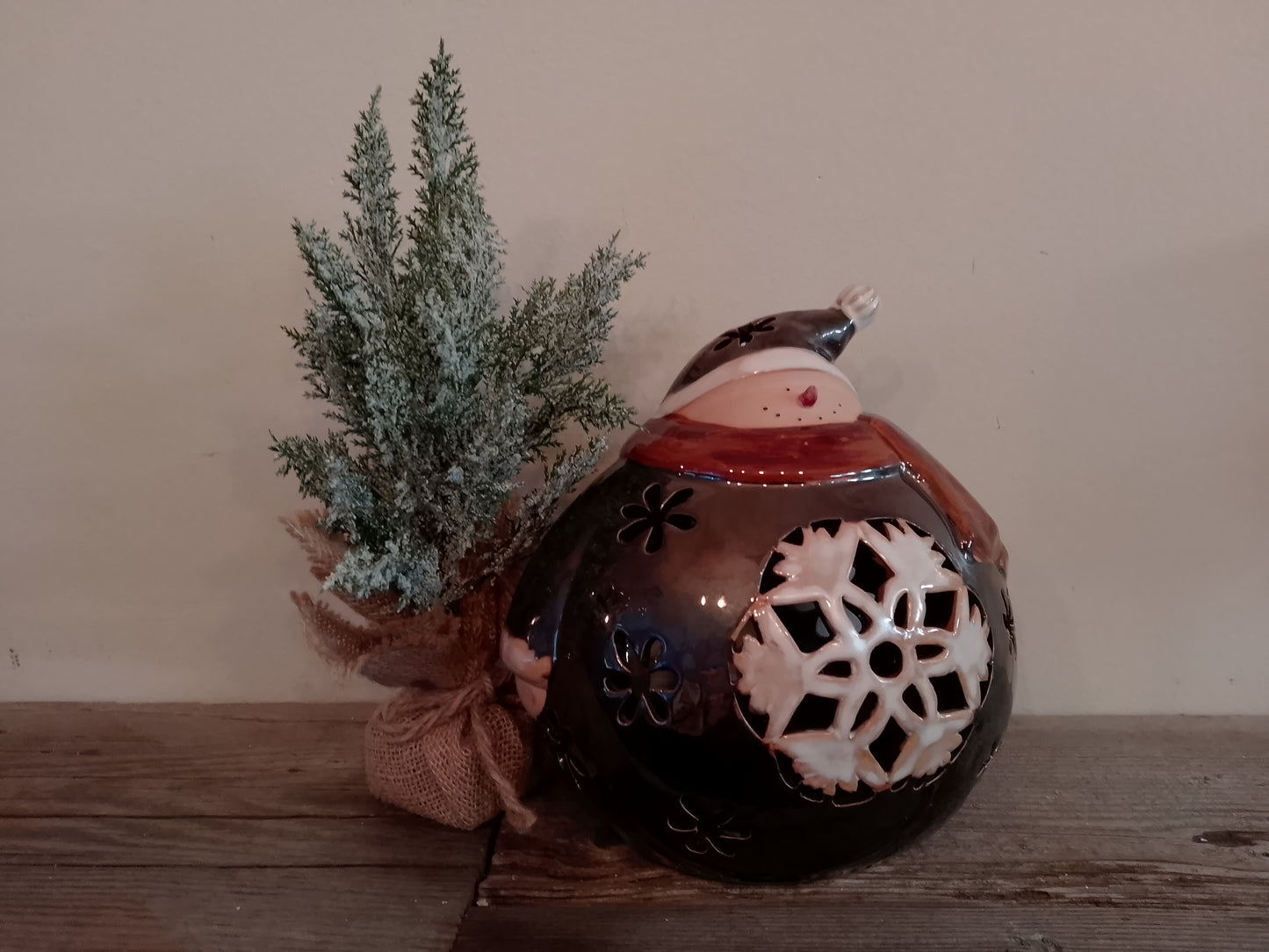 Ceramic Snowman Candle Holder
