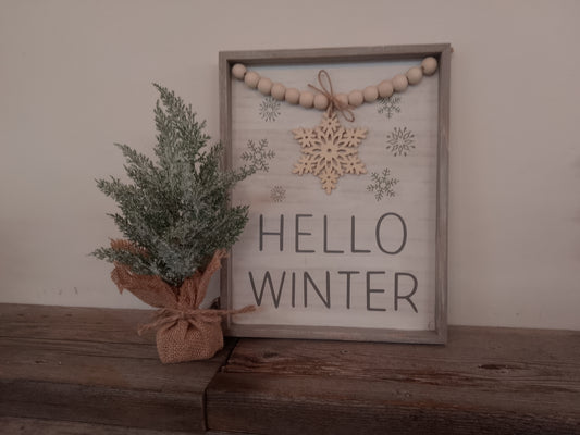 “Hello Winter” Wood Sign
